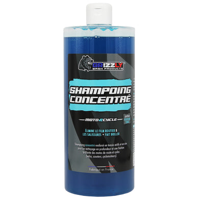 Le Shampoing Concentré Moto & Cycle Grizzly Wash Products® est une solution spécifiquement développée pour le lavage des motos de route et cycles.  Grâce à sa formule renforcée en tensio-actifs et en cire, il élimine rapidement le film routier et les salissures sans détériorer les pièces en aluminium anodisées ou non, alliages, plastiques, caoutchoucs et parties sensibles.  Le Shampoing Concentré Moto & Cycle laisse après séchage une finition éclatante et une pellicule protectrice sur votre véhicule.